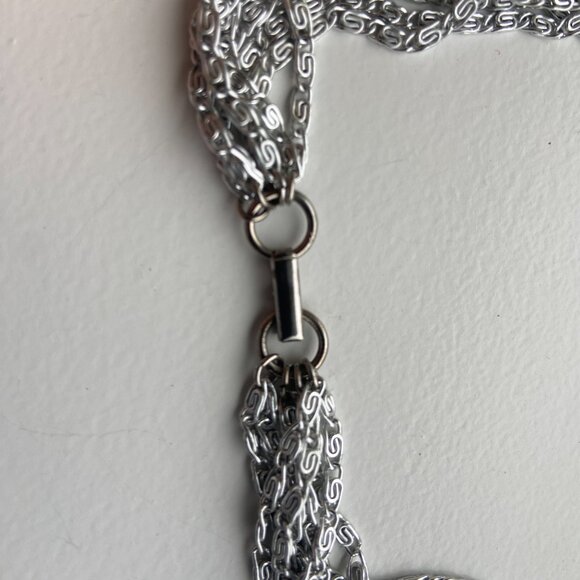 Lightweight Multi-Strand Silver Necklace and Matching Pierced Dangle Earrings - Picture 7 of 10